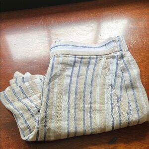 Banana Republic Striped Linen Blend Shorts - Blue and Beige